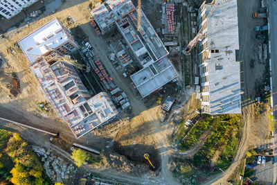 High angle view of street amidst buildings in city