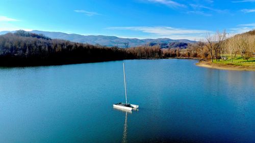 Scenic view of lake against sky