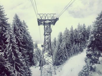 Low angle view of electricity pylon against sky