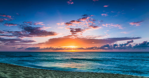 Scenic view of sea at sunset