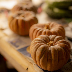 Close-up of pumpkin on table