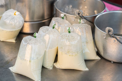 Close-up of drink for sale in market