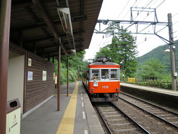 Train on railroad station platform