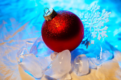 Close-up of red christmas decoration