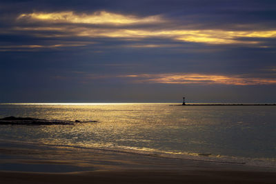 Scenic view of sea against cloudy sky