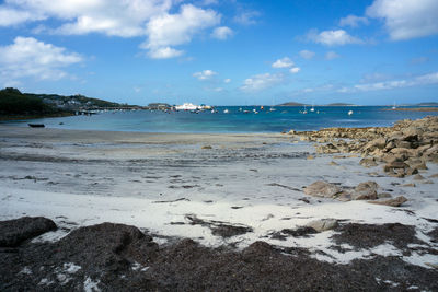 Scenic view of beach against sky