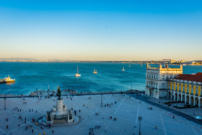 High angle view over commerce square in lisbon