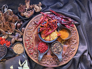 High angle view of food on table