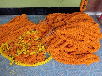High angle view of orange flower for sale at market