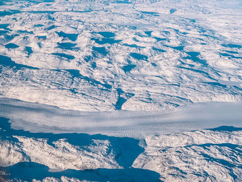 High angle view of snow covered landscape