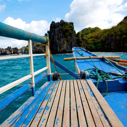 Scenic view of swimming pool by sea against sky