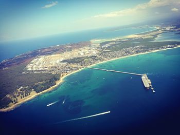 Aerial view of sea against sky