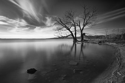 Scenic view of lake against sky