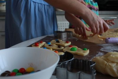 Happy family baking cookies