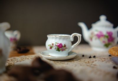 Tea cup on table