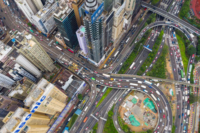 High angle view of traffic on city street