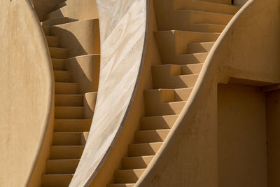 High angle view of spiral staircase in building