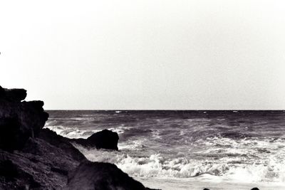 Scenic view of sea against clear sky
