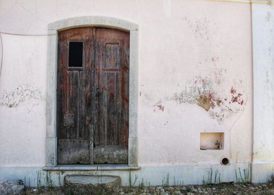 Closed door of old building