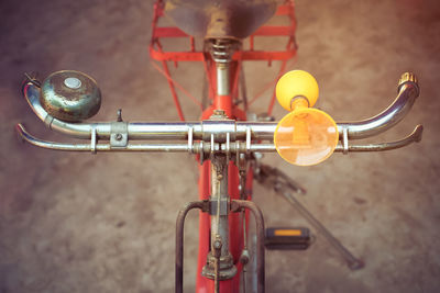 High angle view of bicycle on road