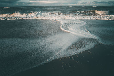 Waves rushing towards shore