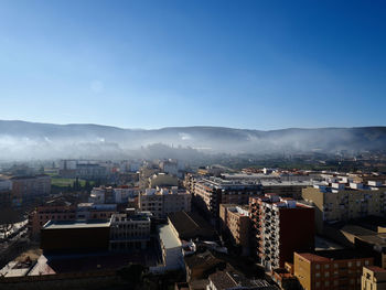 Views of the city of ontinyent from the top of the bell tower of the church of santa maria, spain.