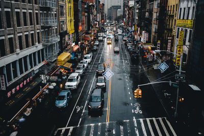 High angle view of city street