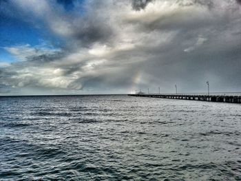 Scenic view of sea against cloudy sky