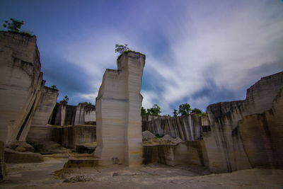 Low angle view of temple against cloudy sky