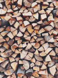 Full frame shot of logs in forest