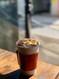 Close-up of coffee on table