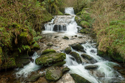 Long exposure of the big waterfall at watersmeet in devon