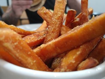 Close-up of fries in bowl