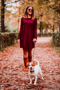 Portrait of woman with dog