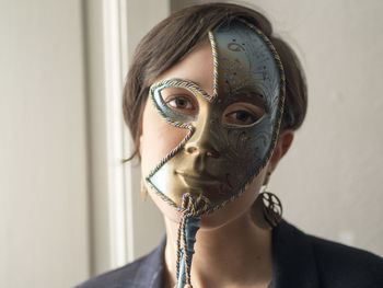 Portrait of woman with mask