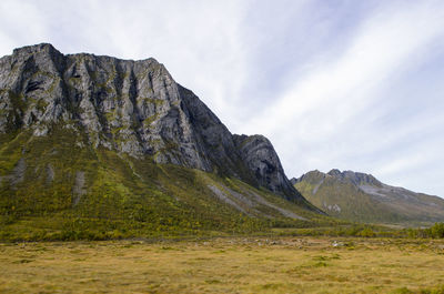 Low angle view of mountain against sky