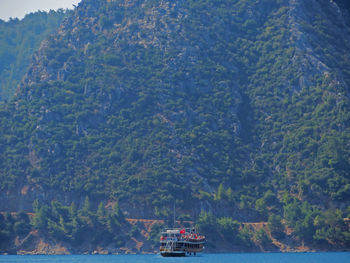 Scenic view of boats in sea