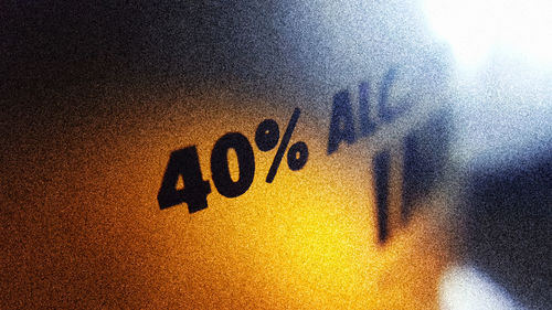 Close-up of yellow text