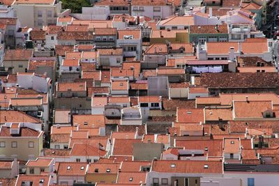 High angle view of village houses