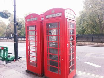 Close-up of red telephone