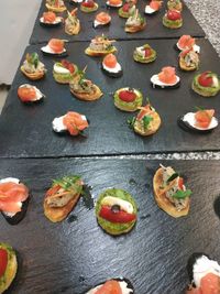 High angle view of food on table