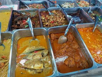 High angle view of food for sale at market
