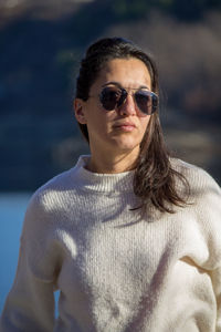 Portrait of woman wearing sunglasses