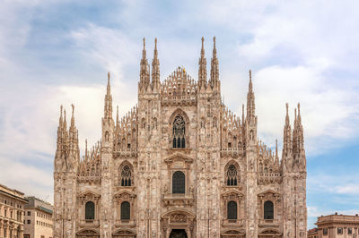 Front view of facade of duomo di milano - one of the largest cathedrals in the world, milan, italy