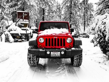 Vintage car on snow