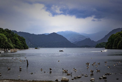 Scenic view of lake and mountains in the lake district