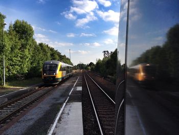 Train moving on railroad track