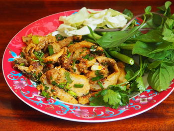 Close-up of meal served in plate