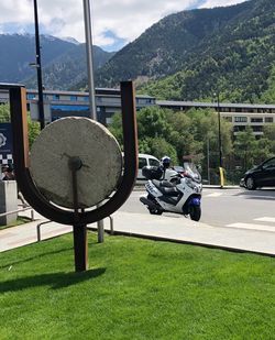 View of tractor on landscape against sky