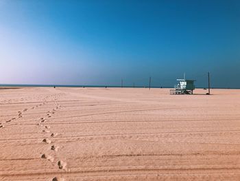 Scenic view of beach against clear sky